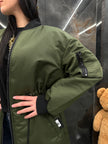 Piumino lungo double face verde militare